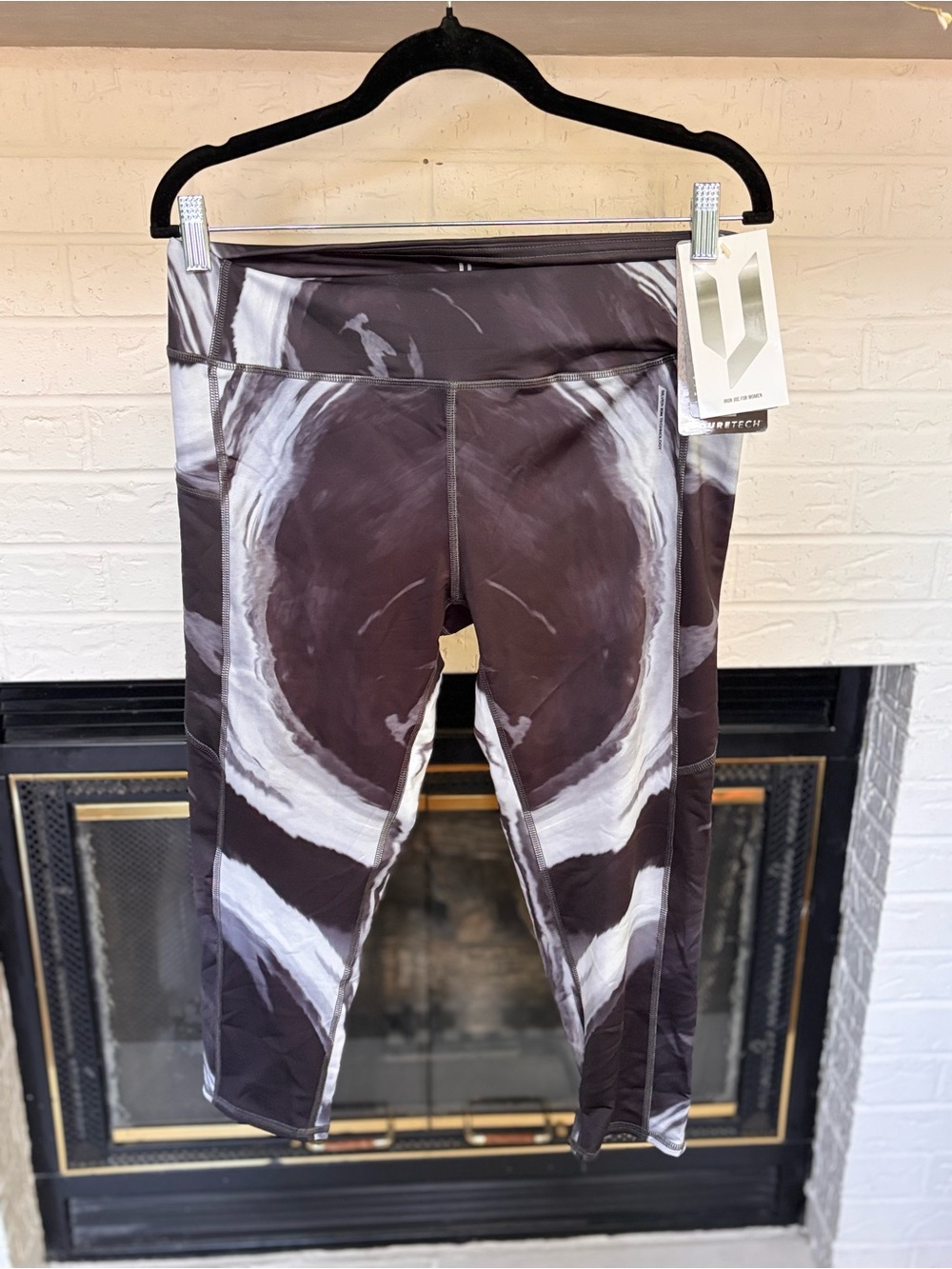 Gray & White Marble-Print High-Waist Leggings